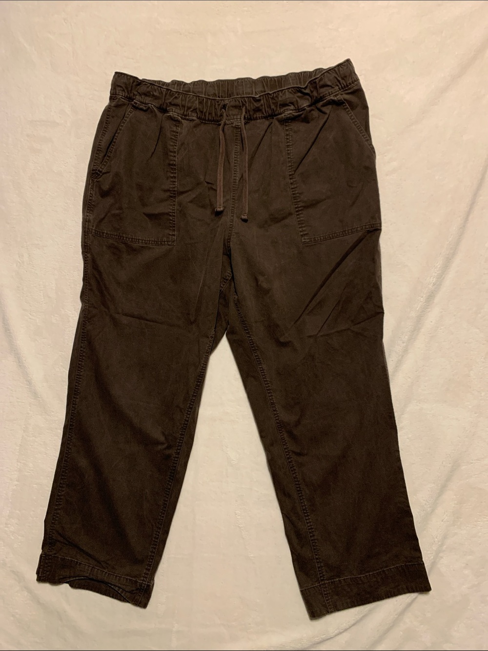 Duluth Trading Co Womens brown utility Pants adjustable Cuff drawstring waist 20